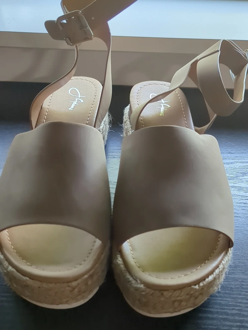 Ankle-Wrap Espadrille Wedge Sandals in Tan